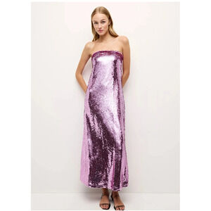 MARIE OLIVER NWT Nalonie Strapless Pink Sequin Dress // 8